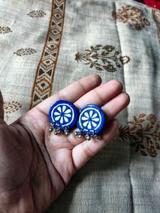 Blue &amp; White Clay Earrings