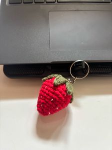 crochet strawberry keychain