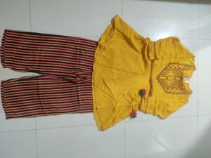 Mustard Embroidered Kurta