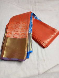 Orange Banarasi Silk Saree