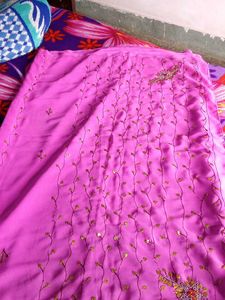 Pink Sequence Work Saree