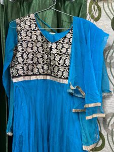 Blue Embroidered Anarkali Suit
