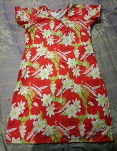 Red floral kurti