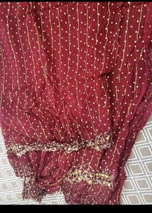 Maroon &amp; Gold  Dot Dupatta