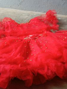 Girls Maroon Net Frock