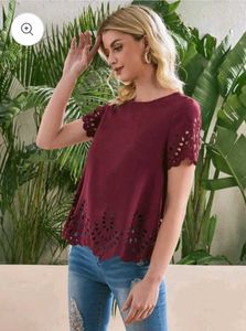 Burgundy/Wine Colour Laser Cut Top