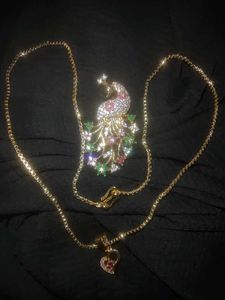 Gold Chain with Peacock Pendant