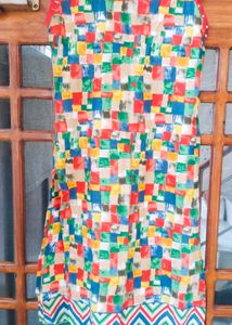 Vintage Colorful Print Kurti And Legging