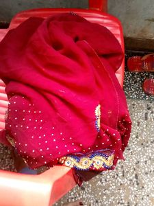 Elegant Red Embellished Saree