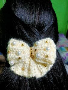 Crochet Bow Hair Clip