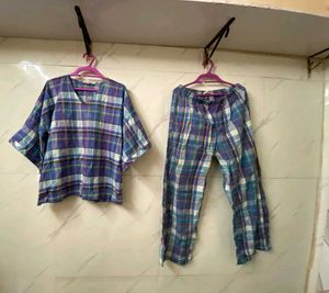 Comfy Cotton Checked Night Suit Set – 2XL