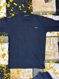 ZARA Navy Blue &amp; Black Sweat T-Shirt For Mens