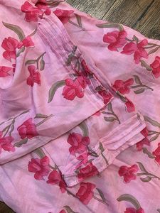 Pink Floral Print Kurta Set