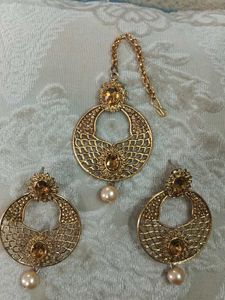 Golden Maang Tika Set