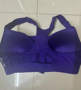 Purple Zip-Front Sports Bra