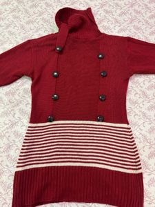 Striped Turtleneck Sweater Dress