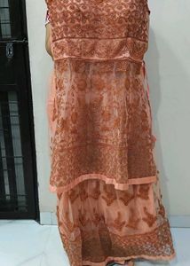 Peach Embroidered Sharara Suit