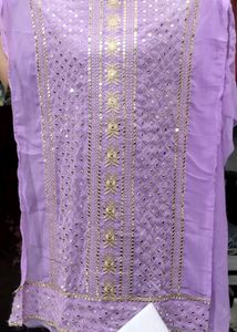 Lavender Mirrorwork Unstitched Dress