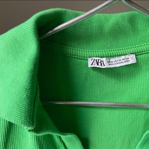 Zara Ribbed Crop Polo