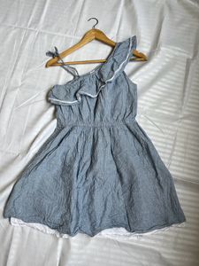 One Shoulder Cotton Mini Dress