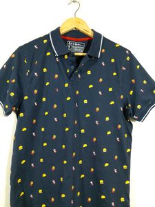 Navy Printed Casual T-Shirt (Men&#39;s)