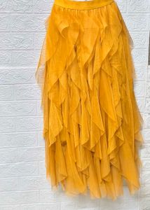 Net Mustard Yellow 💛 Skirt Free Size