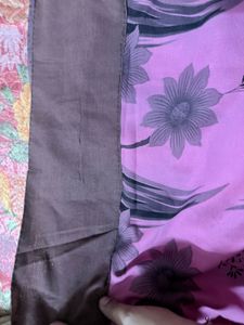 Pink Floral Print Saree - Fall attached