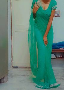 Heavy Net Saree With Blouse Offer Fast