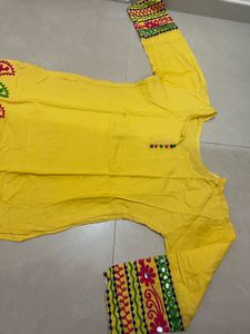Yellow Embroidered Tunic Top