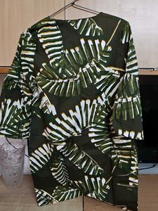 Green Leaf Print Dress