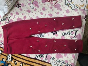 Girls Red Pearl Embellished Leggings for 2-4 years