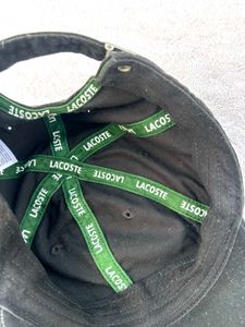 Lacoste Black Cotton Cap (One Size)
