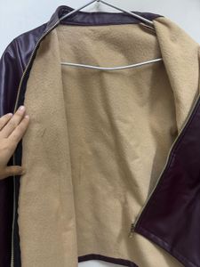 Burgundy Faux Leather Jacket (buy1get1)