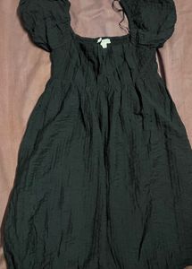Black Crinkle Babydoll Dress