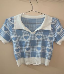 Sweetheart Gingham Collared Crop Top