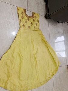 Yellow Embroidered Anarkali Dress