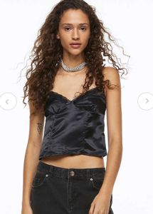 H&M Lace Trimmed Satin Tops (Black & White Both)