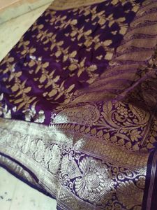 Pure Silk Banarasi Purple 💜 Saree 💗