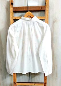 Embroidered White Cotton Shirt Size-46-48