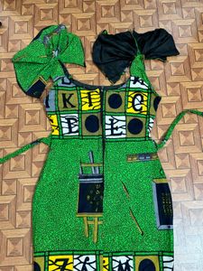 Green Printed full Dress