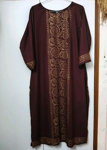 Janasya Deep Maroon Foil Printed Beautiful Kurta
