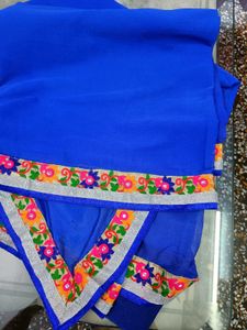Blue Chiffon Saree