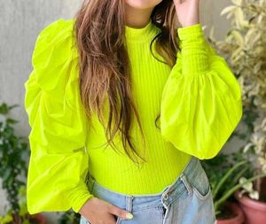 Neon Puff Sleeve Top
