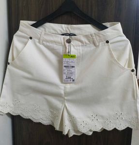 White Scalloped Shorts