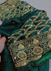 Purple saree with designer blouse