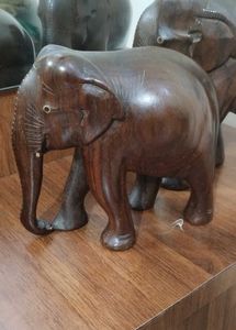 Vintage Wooden Elephant Family
