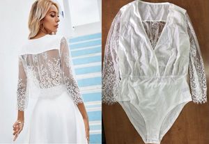 Shein Elegant White Lace Bodysuit