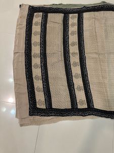Elegant Beige Silk Saree With Blouse