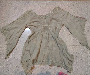 Fairy Embroidered Bell Sleeve Asym Bottom Top