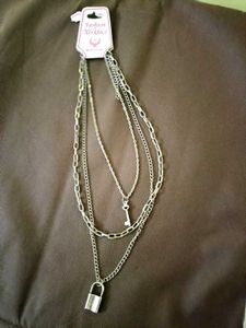 Layered Necklace with Lock and Key Pendants